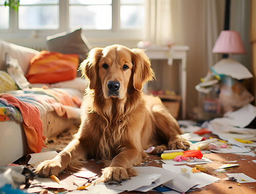 Golden Retriever Destroying Living Room
